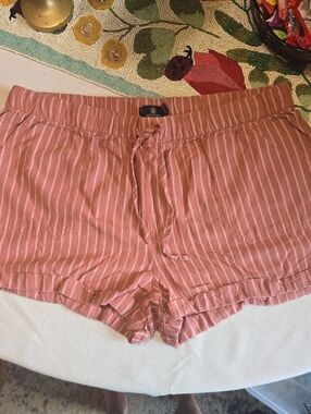 Volcom Rose Pink Striped Drawstring Lounge Shorts